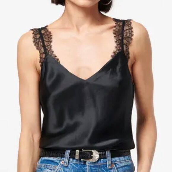 NWT$179 CAMI NYC Marlo Lace Trimmed Straps Silk Charmeuse Tank Camisole Top XS - Picture 1 of 13